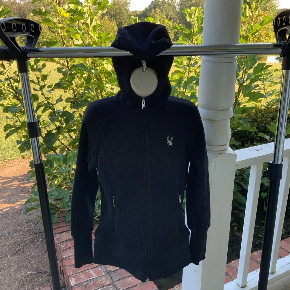 EUC Spyder Waffle Knit Full Zip Hooded Womens Jacket EUC Sz M - Picture 10 of 11